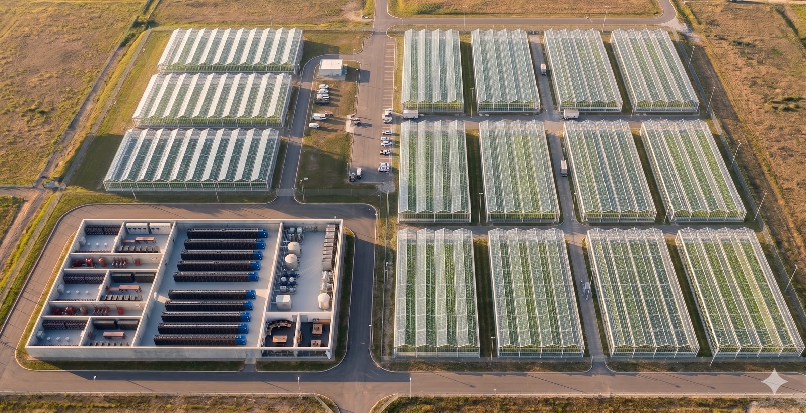 Data center and greenhouse array